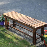 YangAera Outdoor Garden Benches Weatherproof Patio Bench Two-Person Seat Backless Bench Wood Bench with Slatted High Temperature Bench for Front Porch Backyard (Upgraded to Prevent Fading) 90cm Bench YangAera