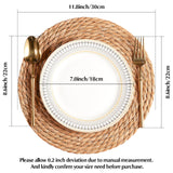 Round Woven Placemats 12 inch Set of 10 - Boho Rattan Placemats Natural Water Hyacinth Placemat, Farmhouse Weave Place Mats, Rustic Braided Wicker Table Mats for Dining Table,Home,Wedding Dimpola