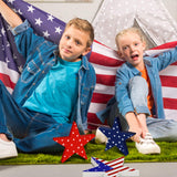 Youyole 3 Pieces Independence Day Wooden Star Blocks Patriotic Wood Star Standing Blocks 4th of July Tabletop Decor for American Festival Celebration Home Decor (American Flag Prints Series) Youyole