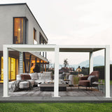 Domi Outdoor Living Louvered Pergola 12x20FT, Aluminum Outdoor Pergola with 2 Independently Adjustable Louver Roof, Full Aluminum Structure, White domi outdoor living