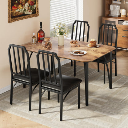 GAOMON Dining Table Set for 4, Kitchen Table and Chairs for 4 with with Chamfer Design, 5 Piece Dining Room Table Set with Cushion Seats for Small Space, Home Kitchen, Apartment-Rustic Brown