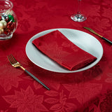 Kadut Christmas Tablecloth, Poinsettia Leaf Red Tablecloth (60 x 102 Inch) for 6 Foot Rectangle Tables, Heavy Duty Fabric, Table Cloth for Harvest, Xmas Holiday, Winter, and Parties Table Cover Kadut