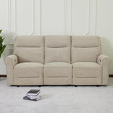 MCombo 87.8" Wall Hugger Power Reclining Sofa with Drop Down Table, 3-Seater Recliner Couch for Small Spaces Living Room RV, USB Ports, Fabric PR635M3 (Beige) MCombo