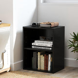 Tangkula 2-Tier Bookshelf, Open Shelf Bookcase with 7-Position Adjustable Shelf, Multifunctional Wooden Cubby Storage Display Shelf for Home Office Study Living Room (Black, 1) Tangkula