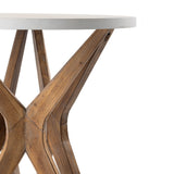 LONYKE Pedestal Farmhouse End Table, Distressed Top with Tripod Base Bedside Table for Living Room, Modern, Boho Decor, Round (1 Pack, White & Walnut) LONYKE