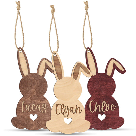Personalized Easter Basket Tags w Name - Easter Bunny, Plywood - Custom Easter Name Tags, Wooden Easter Bunny Gifts, Cute Easter Name Tag, Easter Bunny Ornaments Personalized Favors