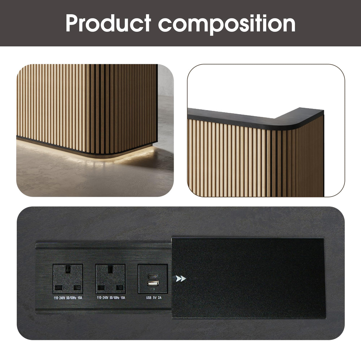 ONNAHOMEStlyle 70.87in Yellow Curved Reception Desk with Lock Drawer File Cabinet,Mid Century Front Desk Reception Room Table with LED Lights, Retail Counter for Checkout, Lobby, Beauty Salon ONNAHOMEStlyle