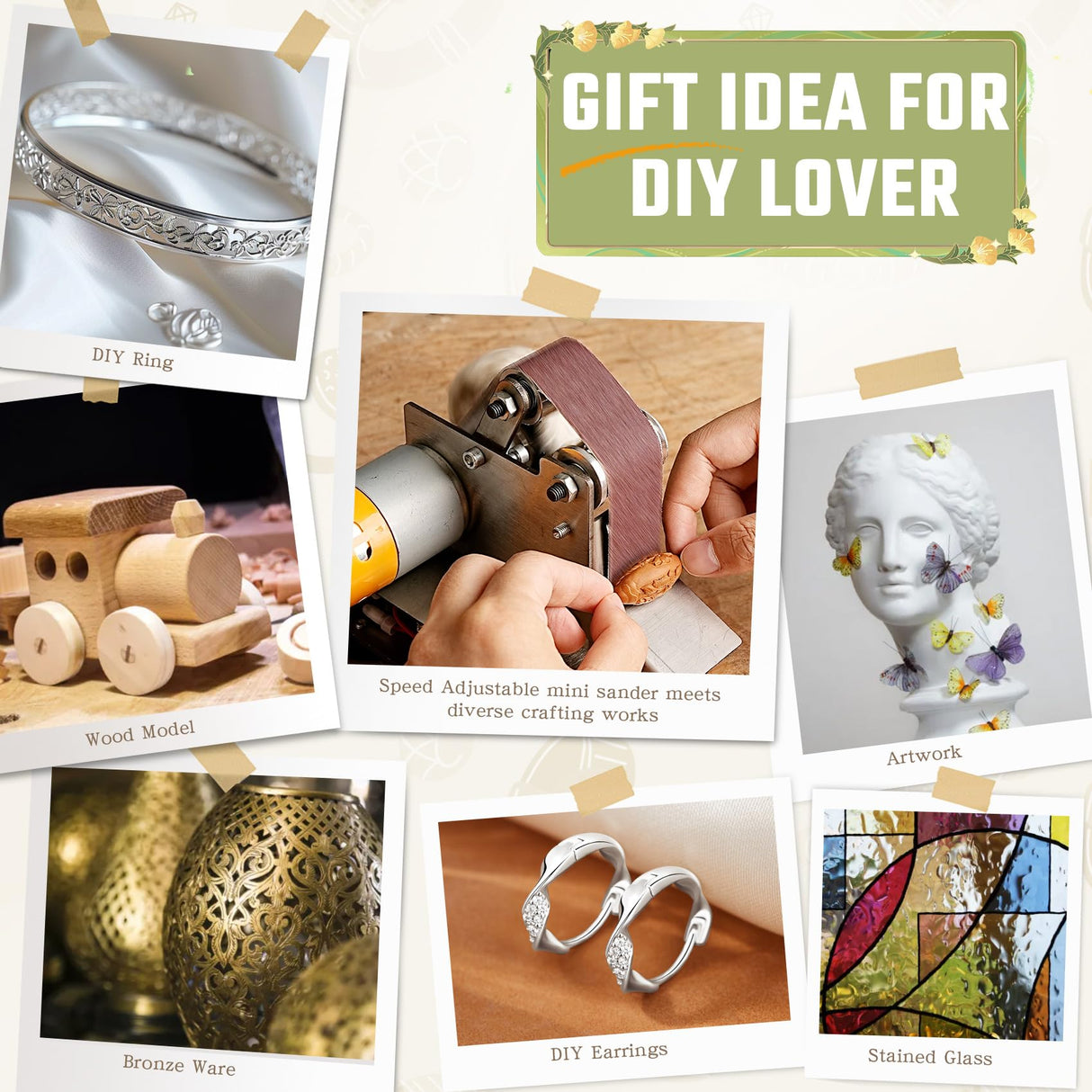 Multifunctional Electric Jewelry Making Machine, 7-Adjustable Speed Jewelry Repair Sander Polisher Jewelry Making Supplies Kit - For Ring, Bead, Copper, Silver, Wood, Resin, Gemstone, Crafts Sbestily