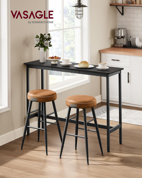VASAGLE Bar Table, Narrow Long Bar Table, Kitchen Dining Table, High Pub Table, Sturdy Metal Frame, Industrial Design, 15.7 x 47.2 x 35.4 Inches, Ebony Black and Ink Black ULBT120B56 VASAGLE