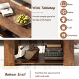 Tangkula 2-Tier Coffee Table, Modern Rectangular Center Cocktail Table with 5 Support Legs, Wooden Accent Living Room Furniture, Small Coffee Table for Small Spaces, Easy Assembly (Rustic Brown) Tangkula