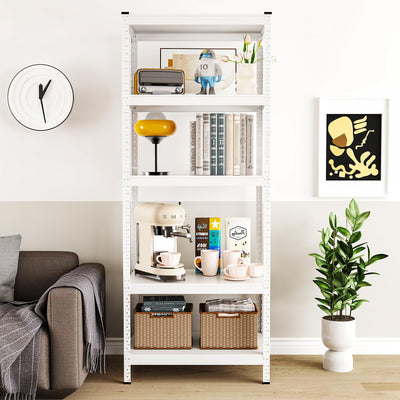 TOYEAR 2000LBS Storage Shelves 5 Tier Garage Shelving Heavy Duty 67.32" H x 23.62" W x 15.75" D Adjustable Metal Shelving Unit for Garage Shelves Utility Rack Shelf (White Shelf, 23.62*15.75*67.32)