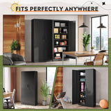 DEVAISE Metal Garage Storage Cabinet with 2 Doors and 5 Adjustable Shelves, 71'' Black Lockable Steel File Cabinet for Garage, Home, Office, Shool, Gym DEVAISE