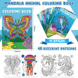 Pasimy 24 Pcs Animals Coloring Books DIY Mandala Ocean Jungle Animal Coloring Book Mini Holiday Activity Supplies for Kids Adult Party Favors Gift Bags Filler Classroom Activity Pasimy