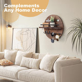 LEIRUOTM Key Holder for Wall, Key and Mail Holder Organizer with - Key Holder Wall Mount - Round Wooden Rustic Home Decor for Entryway, Mudroom, Hallway, Kitchen Office (Brown) LEIRUOTM