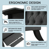 Vaztrlus Gray Manual Recliner Chair with Foldable Side Table USB Charger Wingback Tufted, Wall Hugger Recliners for Small Spaces, Living Room, Bedroom Inexpensive Lazy Boy Style Recliner Vaztrlus