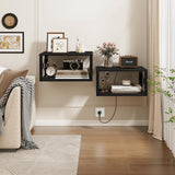 Homode Floating Nightstand, 2 Tier Wall Mounted Nightstand with Cable Hole, Wooden Floating Bedside Table, Bedside Wall Shelf for Bedroom Bathroom Living Room Kitchen Office, Black Homode