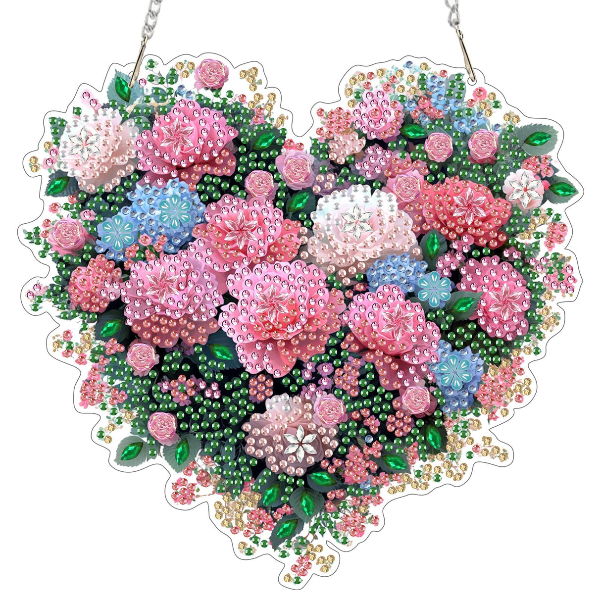 EOBROMD Diamond Hanging Art Kits for Adults, Heart Flower DIY Special Shaped Rhinestone Kits for Adults, Diamond Art Painting Suncatcher, Window Pendants Home Garden Wall Hanging Ornament EOBROMD