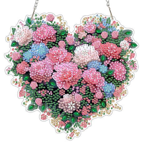 EOBROMD Diamond Hanging Art Kits for Adults, Heart Flower DIY Special Shaped Rhinestone Kits for Adults, Diamond Art Painting Suncatcher, Window Pendants Home Garden Wall Hanging Ornament EOBROMD