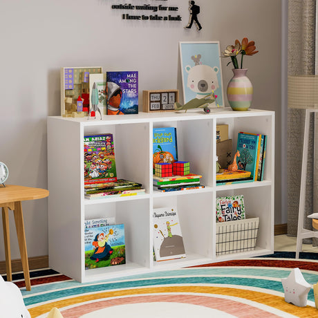 Chyanmoo White Bookshelf 6-Cube Storage Organizer | Open Cubby Shelving Unit with Extra Thick Edges - Space-Saving Wooden Shelf for Home Office & Display Storage Chyanmoo