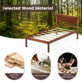 KOMFOTT Twin Size Wood Platform Bed Frame with Headboard, Solid Wood Bed Frame with Slat Support, Under Bed Storage, 16-Inch Mattress Foundation Bedroom Furniture, No Box Spring Needed KOMFOTT