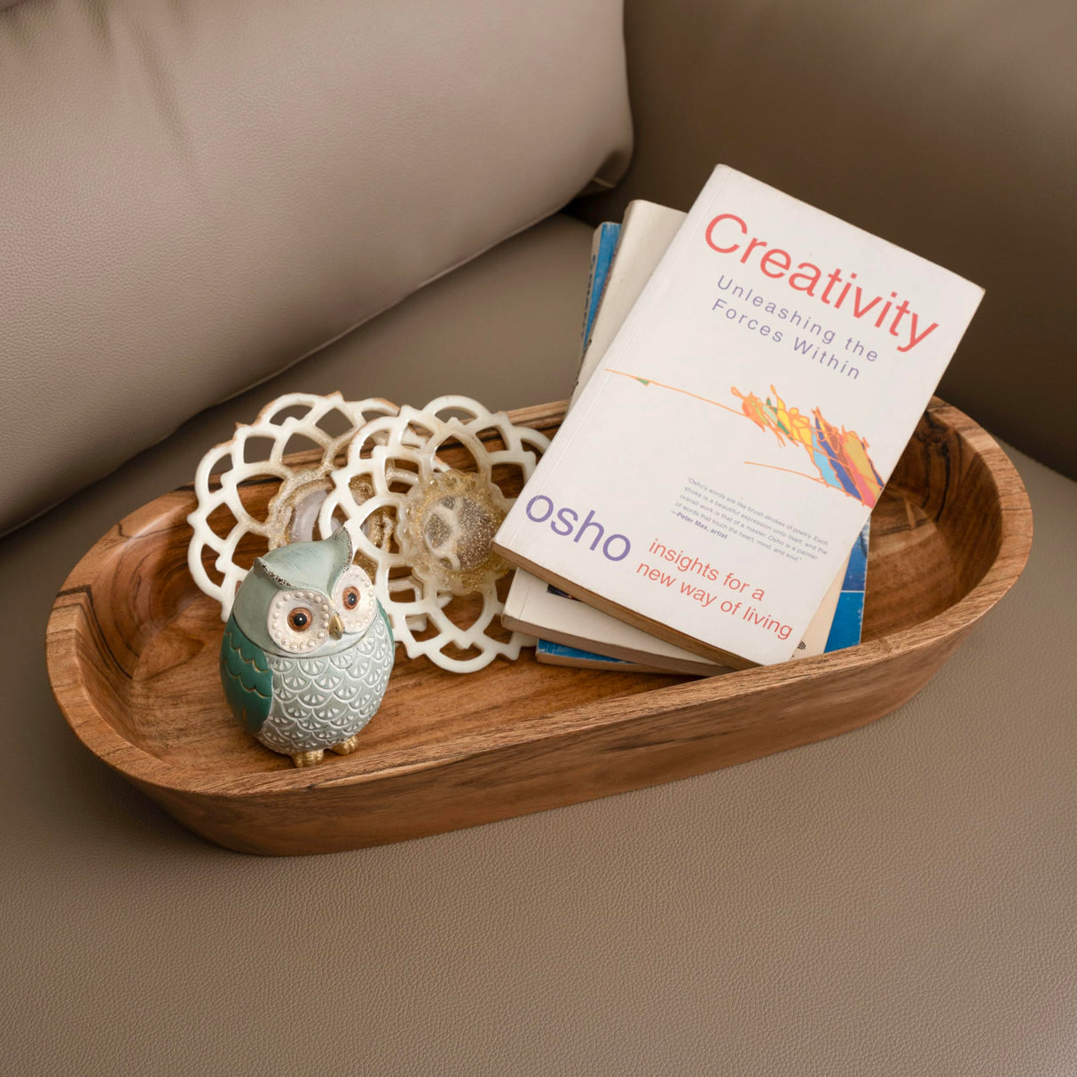 Wooden Dough Bowl – Handmade Decorative Bowls for Home Decor, Bathroom, Kitchen Counter & More - Acacia Wood Large Dough Bowl Fits Cosmetics, Keys & Other Knick Knacks – Great Boho Home Decorations Luxe Designs