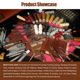 Runfider 588PCS Leather Working Tool Set, professional tools for leather craft enthusiasts beginners, contains a variety of carving, cutting, punching, sewing and stamping tools to meet all your needs runfider