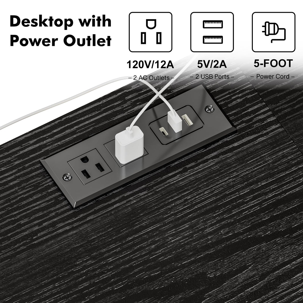 YGEOMER Black TV Stand Entertainment Center for 55 Inch TVs, with Charging Station and Lights Open Storage Shelves, TV Media Console, Open Storage Shelf with Sound Rack for Living Room, Bedroom YGEOMER