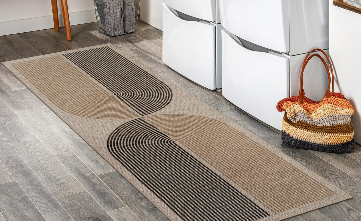 Lahome Modern Rainbow Easy Jute Rug, 2x6 Kitchen Runner Washable Rug Runners for Hallways Farmhouse Carpet Runner, Non Slip Indoor Outdoor Runner Rug Contemporary Door Mat for Laundry Porch Lahome