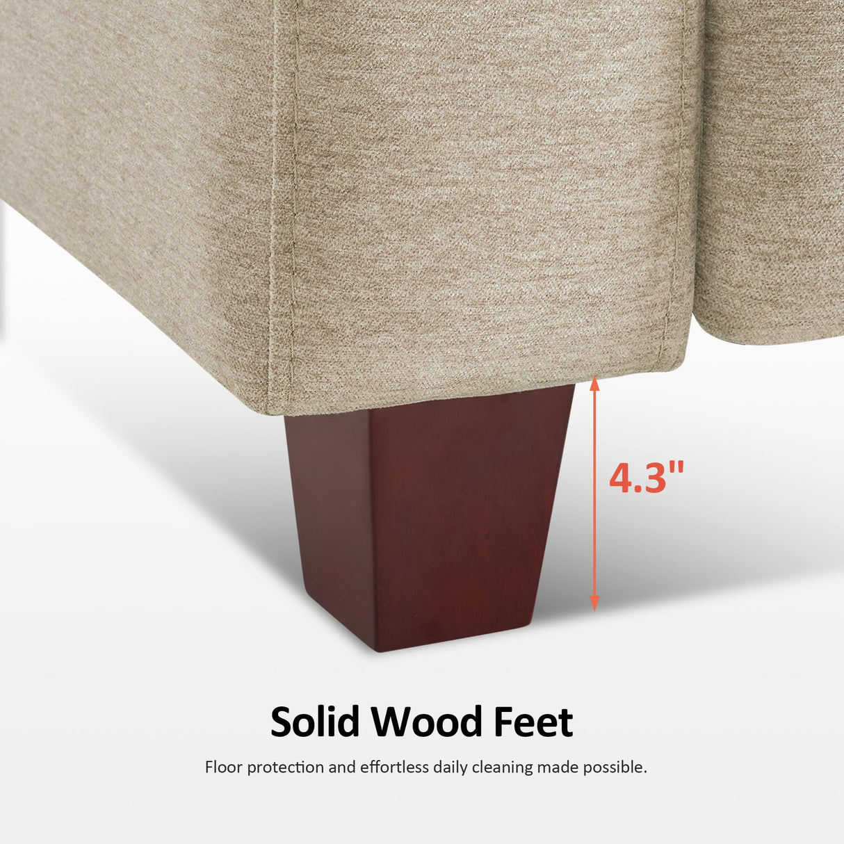 MCombo Wall-Hugger High Leg Power Recliner Chair with Adjustable Headrest and USB&Type C Dual Charge Ports for Living Room, Office, and Small Spaces, Fabric HL128 (Beige) MCombo