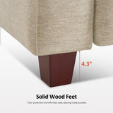 MCombo Wall-Hugger High Leg Power Recliner Chair with Adjustable Headrest and USB&Type C Dual Charge Ports for Living Room, Office, and Small Spaces, Fabric HL128 (Beige) MCombo