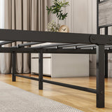 BOFENG Heavy Duty Full Size Bed Frame with Storage Headboard and Charging Station, Grey Oak BOFENG