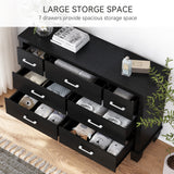 GarveeHome Dresser for Bedroom, 7 Drawers Modern Wood Dresser, 51" Wide Chest of Drawers Closet, Wooden Dresser Organizer with Metal Handle, for Bedroom, Living Room, Black GarveeHome
