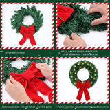6 Pcs Lighted Outdoor Christmas Wreaths 15 Inch Cordless Pre-Lit Christmas Wreaths with Red Bow Battery Operated LED Xmas Wreath Ornaments for Windows Cabinets Outside Porch Decorations Classic Simihiran