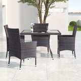 Kullavik 15-piece Outdoor Dining Set,All-weather Wicker Table and Chairs Patio Furniture Set for Garden with Grey Cushions,Square Glass Table Top with Umbrella Cutout,8 Chairs Kullavik