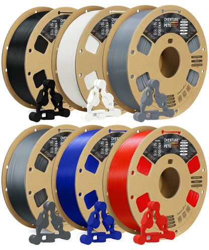 OVERTURE PETG Filament 1.75mm, 3D Printer Filament, 6kg Spool (13.2lbs), Dimensional Accuracy Probability +/- 0.02 mm, Fit Most FDM Printers (6 Color (6-Pack)) - WoodArtSupply