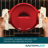 Rachael Ray Solid Glaze Ceramics Casserole Bakers/Baking Dish with Shared Lid Set, 3 Piece, Red Rachael Ray
