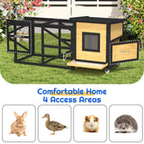 TIMHAKA 71'' Chicken Coop with Wheels, Outside Chicken House for 2-3 Chickens, Outdoor Wooden Mobile Duck Coops with Run & Waterproof Asphalt Roof, Removable Tray for Backyard Poultry Pet Hutch TIMHAKA