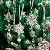 18pcs Christmas Tree Decoration Crystal Ornaments - Hanging Acrylic Christmas Snowflake Icicle Drop Crystal Ornaments for Xmas Tree Winter New Year Party Supplies OuMuaMua