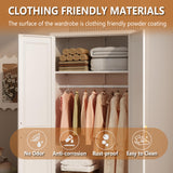 Polup Metal Armoire Wardrobe Closet with Doors and Shelves, 71" Tall Freestanding Wardrobe Cabinet for Hanging Clothes, Large Closet with Hanging Rod for Bedroom, White, Assemble Required Polup
