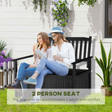 Outsunny 43 Gallon Outdoor Wooden Storage Bench with Backrest and Armrests, Black Star Motif Outsunny