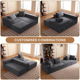 Modular Sectional Sofa, 108" L-Shaped Boneless Couch with Deep Seat, Corduroy Cloud Couch for Living Room, Bedroom, No Assembly Required, Ship in a Box, Grey RUMBALUXY