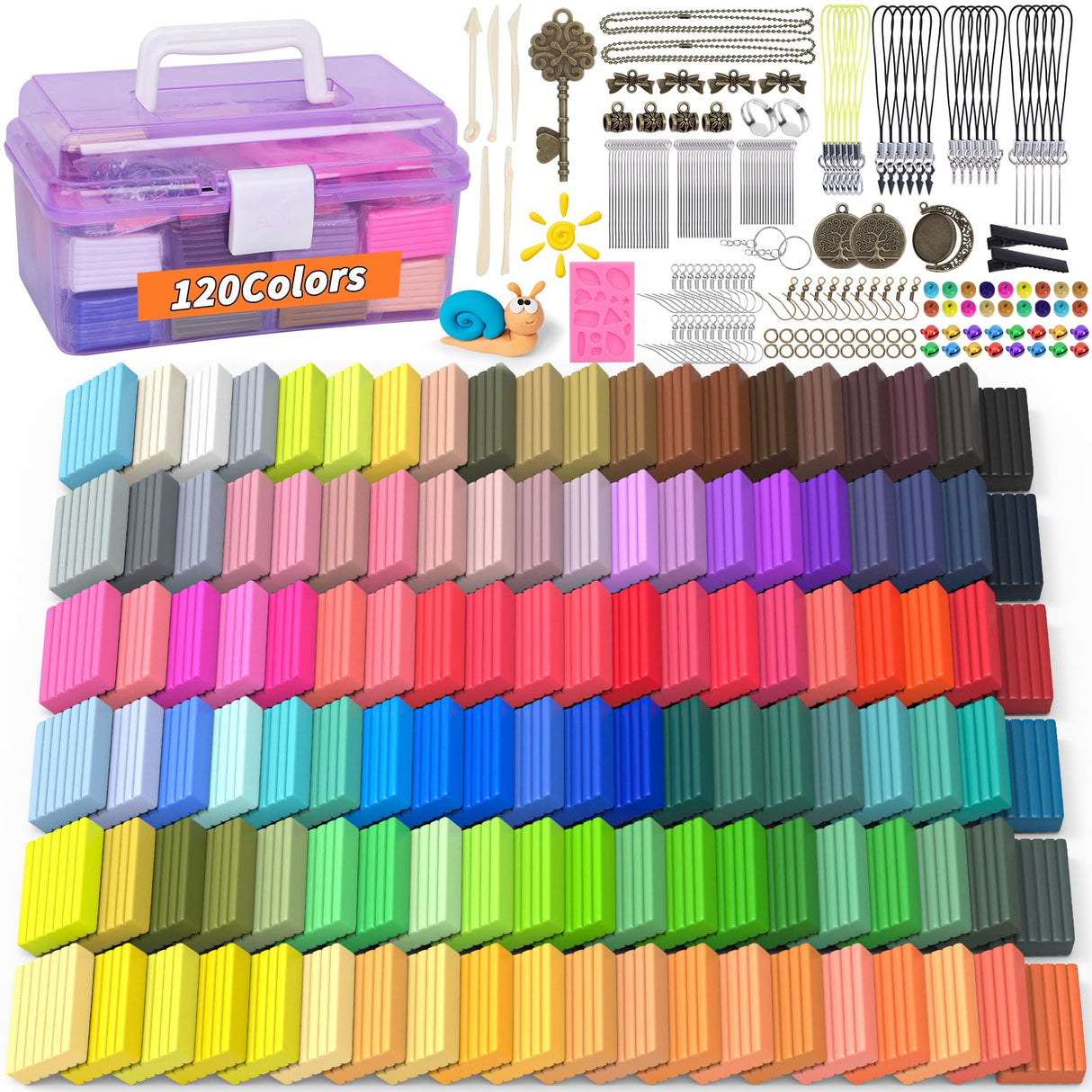 285 Pcs Polymer Clays 120 Colors Modeling Clay for Kids DIY Starter Kit Oven Baked Model Clay Non-Sticky Molding DIY Clay with Sculpting Tool and Accessories Craft Gifts for Children Beginner Artists UZLU