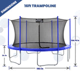 Machrus Upper Bounce Trampoline 7.5FT 9FT 10FT 12FT 14FT 15FT 16FT, Recreational Trampolines with Enclosure- ASTM Approved- Outdoor Trampoline for Kids and Adults with Safety Net and Spring Padding Upper Bounce