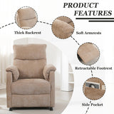 Chenille Power Recliner Chair for Living Room Bedroom|Electric|Remote Control|Side Pockets|Small|Adults (Brown) Anwick