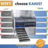 KANIS Professional Stainless Steel Dog Bathing Station - Dog Grooming Tub w/Ramp, Storage Drawer, Floor Grate & Faucet/Dog Bathtub for Large, Medium & Small Pets (50", Left RAMP - 1 Drawer) KANIS