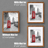 11x14 Picture Frame Solid Wood Display 8x10 Picture Frame or 9x12 with Mat or 11x14 Frame without Mat - Photo Frame 11x14 inch with 2 Mats for Wall Mounting or Table Top Tiblue