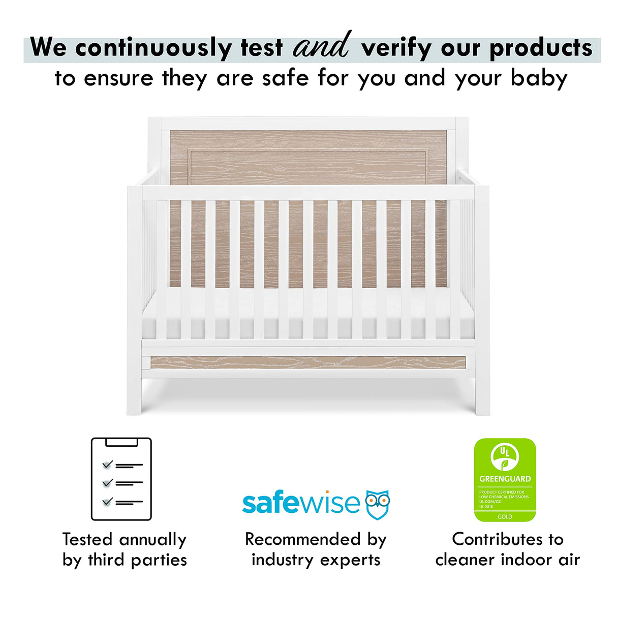 Carter's by DaVinci Radley 4-in-1 Convertible Crib in White & Coastwood, Greenguard Gold Certified DaVinci