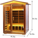 LTCCDSS Outdoor Red Cedar Sauna 2 Person Far Infrared Sauna, Red Cedar Canadian, Withstand Outdoor Temp -10℉-149℉| Low EMF Sauna Room for Home-9 Low EMF Heaters-Chromotherapys-Bluetooth Speaker LTCCDSS