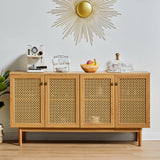 AMERLIFE 63" Sideboard Buffets Cabinet, 2-Adjustable Shelves Sideboard with 4 Doors, Large Accent Storage Credenzas for Living Room, Dining Room, Bedroom, Natural AMERLIFE