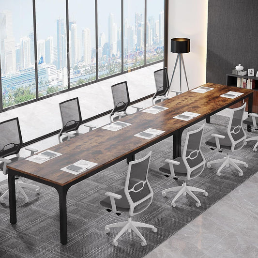 Tribesigns 13FT Conference Table,Large Rectangle Meeting Seminar Table for 10-14 Person,Long Business Tables (Only Table) - WoodArtSupply